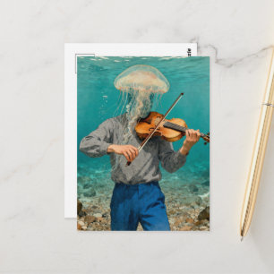 Carte Postale Méduse Ridicule Faisant de la Musique