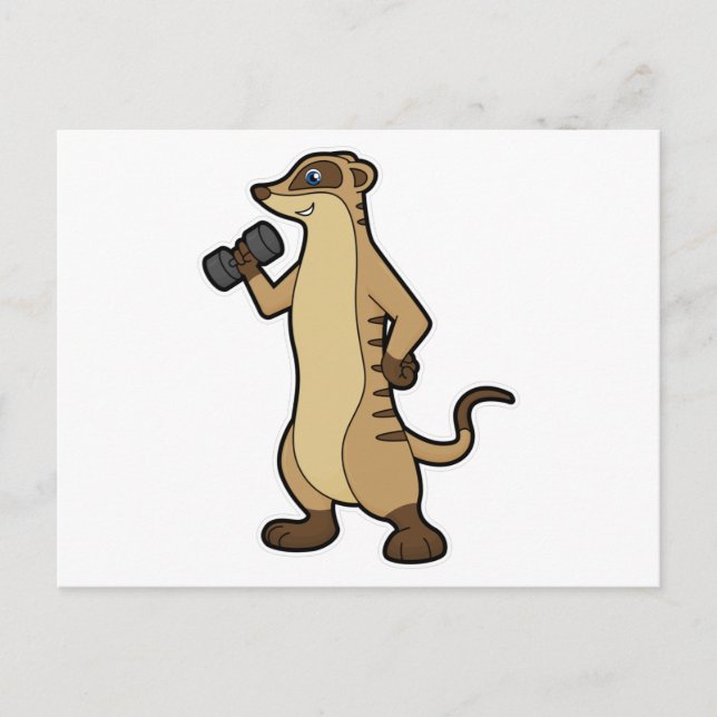 Carte Postale Meerkat à l'entraînement Force avec Dumbbell (Devant)