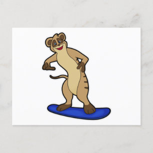Carte Postale Meerkat en Snowboard avec Snowboard