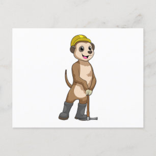 Carte Postale Meerkat en tant que mineur avec Pickaxe
