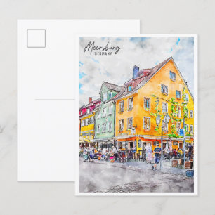 Carte Postale Meersburg Allemagne vintage voyage aquarelle