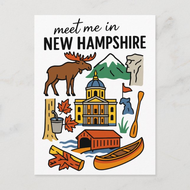 Carte Postale Meet Me In New Hampshire Mountains Maple Icons (Devant)