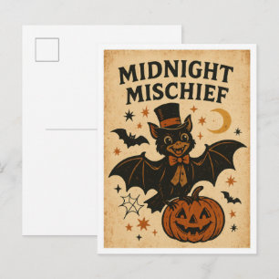 Carte Postale Méfait de minuit d'Halloween vintage