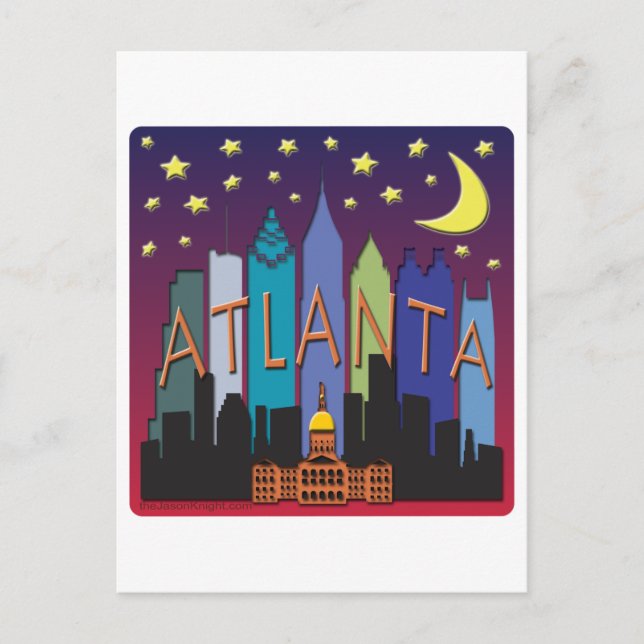 Carte Postale Méga couleur Atlanta Skyline (Devant)