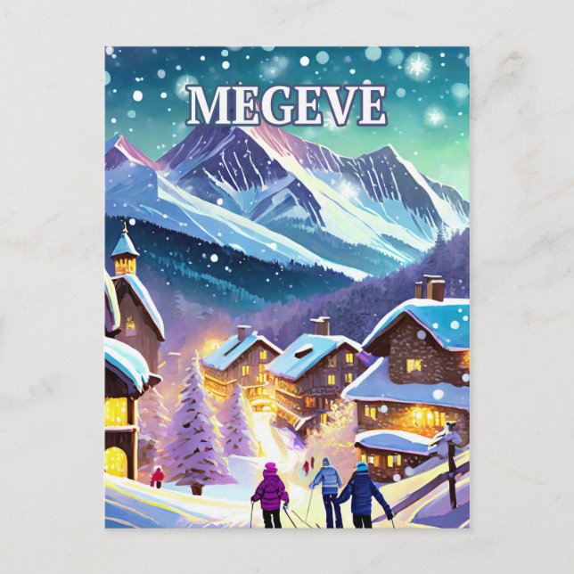 Carte Postale Megève : Élégance Alpine et Prestige Hivernal (Devant)