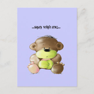 Carte Postale Megg : A cute teddy bear - sad, postcard