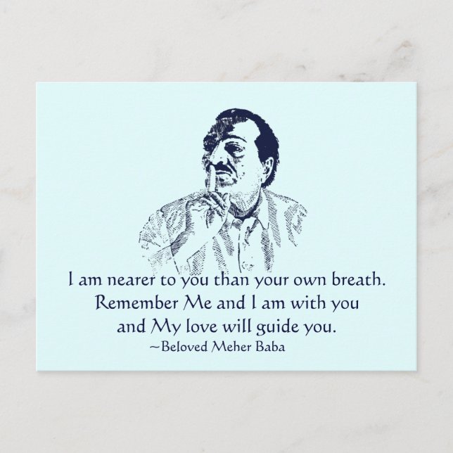Carte postale Meher Baba Se souvenir de moi (Devant)