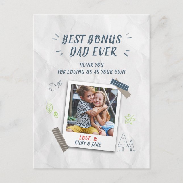Carte Postale Meilleur Bonus Papa Stepdad Photo personnalisée (Devant)