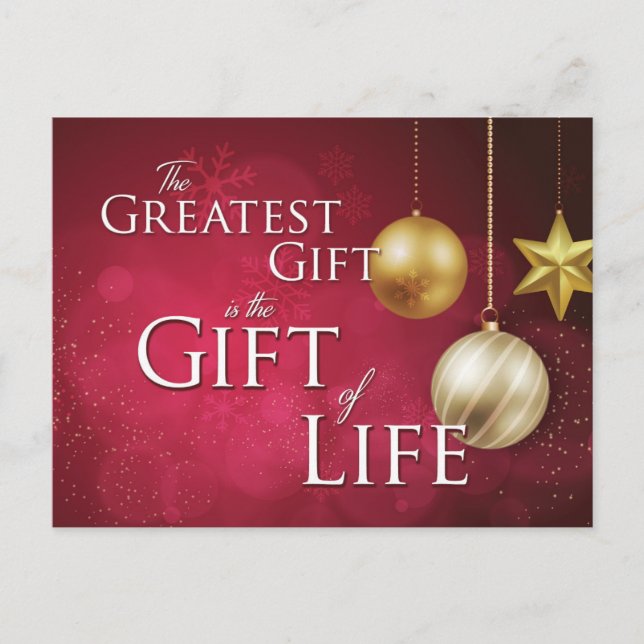 Carte Postale Meilleur cadeau, Don de vie, donateur, Noël (Devant)