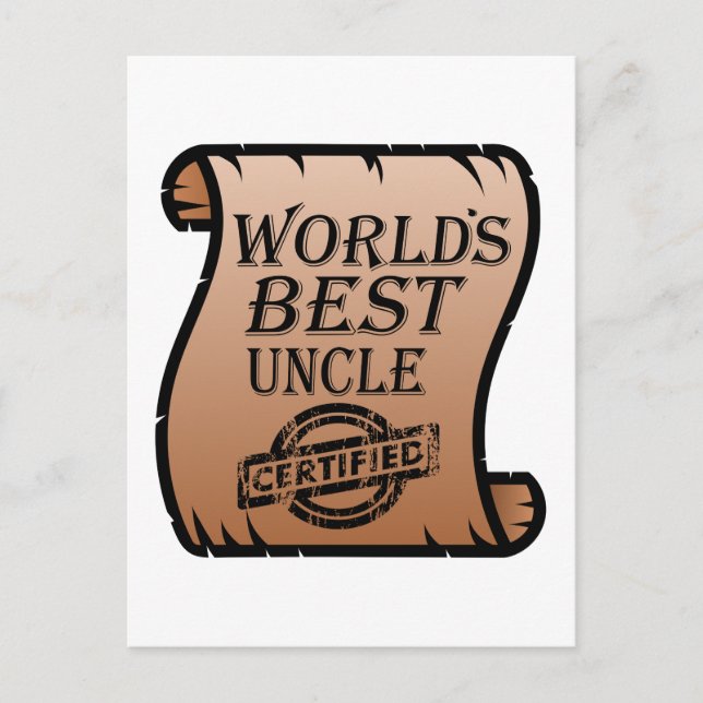 Carte Postale Meilleur Certificat Certifié d'Oncle du Monde Drôl (Devant)