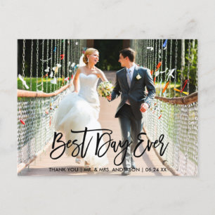 Carte Postale Meilleur Jour Jamais Écriture Mariage Merci B