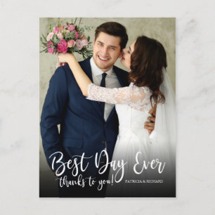 Carte Postale Meilleur Jour Jamais Élégant Mariage Merci Photo