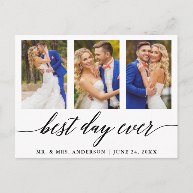 Carte Postale Meilleur Jour Jamais Mariage Photo Calligraphie Me (Devant)