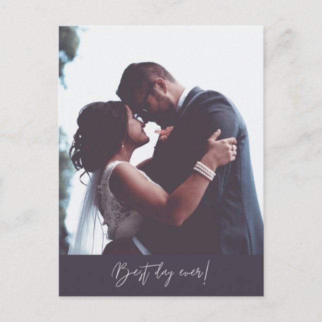 Carte Postale Meilleur Jour jamais moderne Mariage photo Merci (Devant)