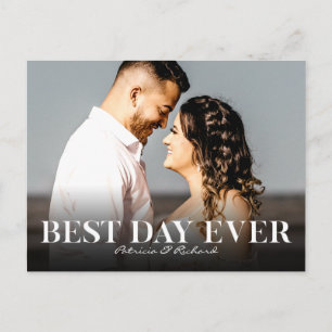 Carte Postale Meilleur jour Simple Mariage Merci Foto