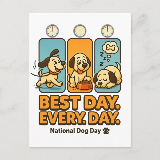 Carte Postale Meilleur Jour Tous Les Jours - Drôle Chien Comic C (Devant)