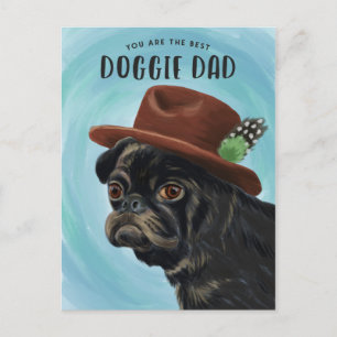 Carte Postale Meilleur Papa Chien Pug Fête des Pères
