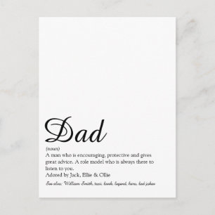 Carte Postale Meilleur Papa, Daddy, Définition de Père Script