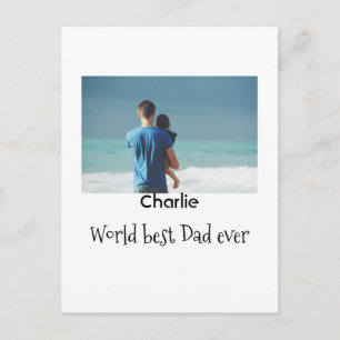 Carte Postale meilleur papa du monde photo nom date simple pères