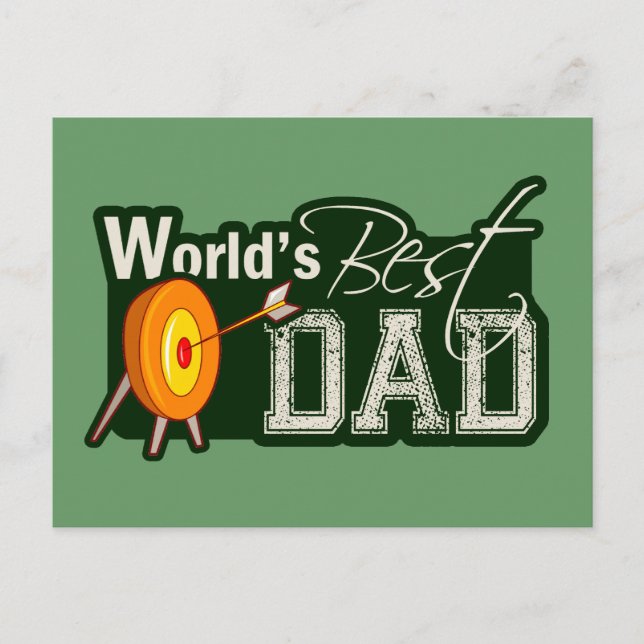 Carte Postale Meilleur papa du monde ; tir à l'arc (Devant)