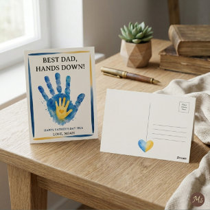 Carte Postale Meilleur Papa, Haut la Main ! Design d'empreinte d