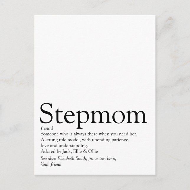 Carte Postale Meilleur Stepmaman au monde, Stepmère Définition (Devant)