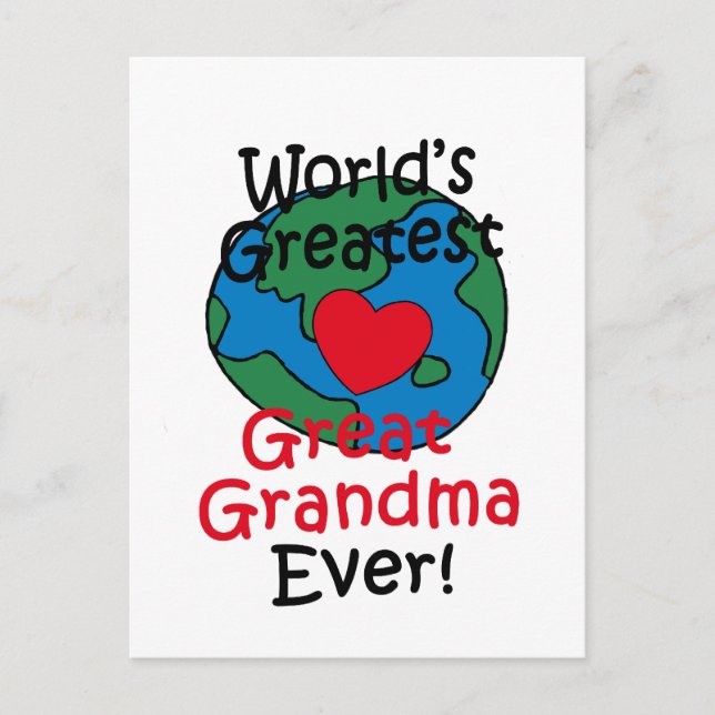 Carte Postale Meilleure Arrière Grand-Mère du Monde Cœur (Devant)