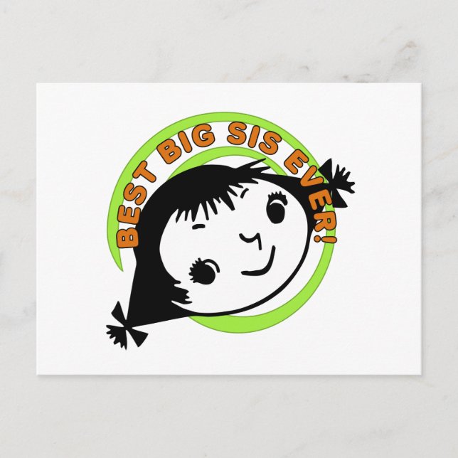 Carte Postale Meilleure grande soeur jamais rétro (Devant)