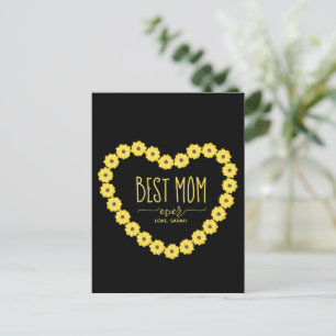 Carte Postale Meilleure maman Jour Sunflower Coeur Nom personnal