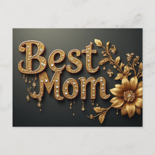 Carte Postale Meilleure Maman Lettre Dorée