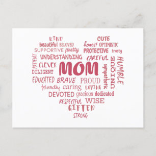 Carte Postale Meilleures qualités de mère et caractéristiques de