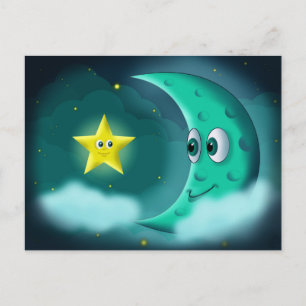 Carte Postale Meilleurs amis Blue Moon et Yellow Star