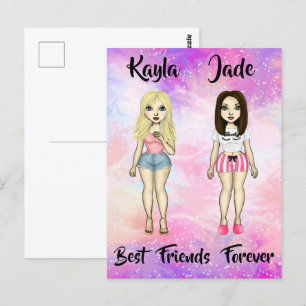 Carte Postale Meilleurs amis Forever Blonde et Brunette Custom
