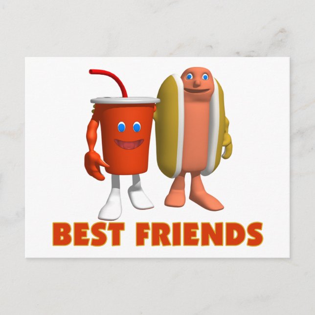 Carte Postale Meilleurs amis Hot Dog & Soda (Devant)