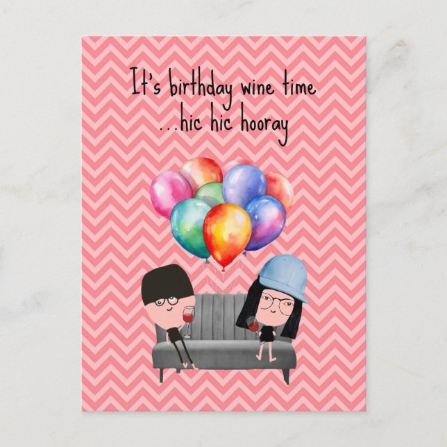 Carte Postale Meilleurs Amis & Vin Anniversaire (Devant)