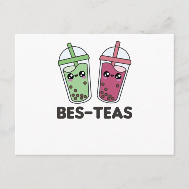 Carte Postale Meilleurs Thés - Bubble Tea Kawaii Boba Tea Love (Devant)