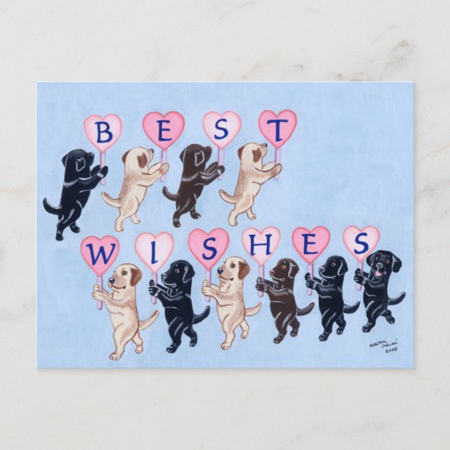 Carte Postale Meilleurs voeux Labradors Peinture (Devant)
