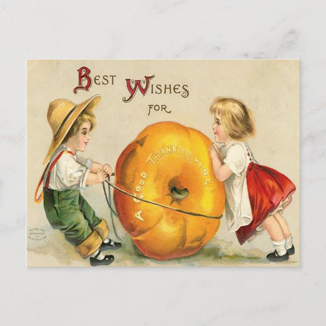 Carte Postale Meilleurs voeux pour une bonne antiquité Thanksgiv (Devant)