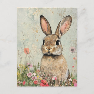 Carte Postale Mélange de médias Brown lapin
