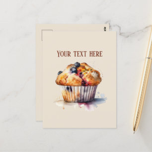 Carte Postale Mélange muffin bleuet ajouter du texte