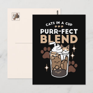 Carte Postale Mélange Purr-Fect : Conception de café pour le caf