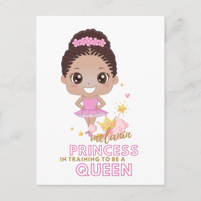 Carte Postale Melanin Princesse Entraînement Pour Être Reine Bal (Devant)