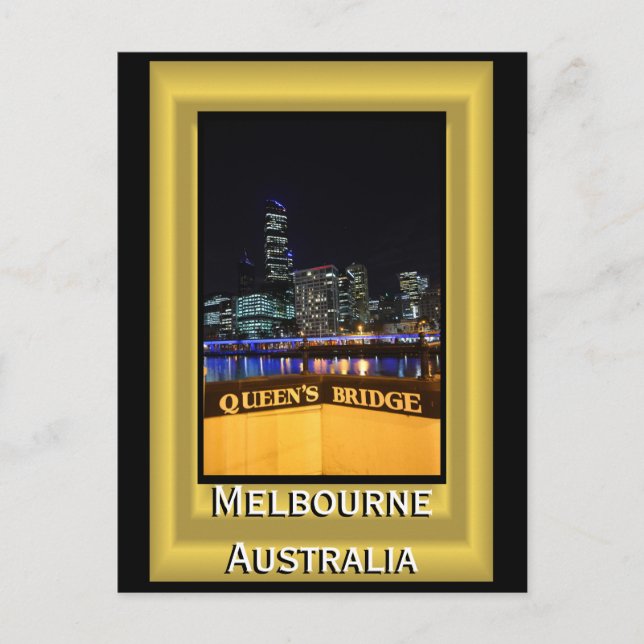 Carte Postale Melbourne Australie CBD Night Lights (Devant)