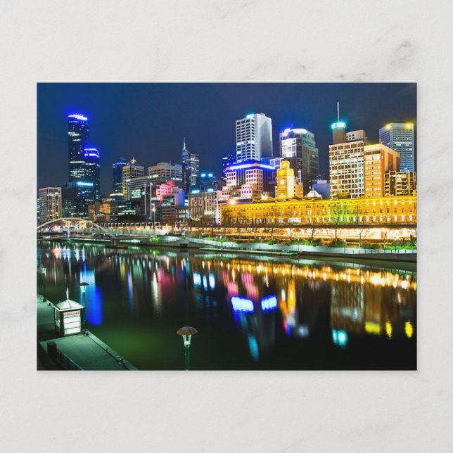 Carte postale Melbourne, Australie la nuit (Devant)
