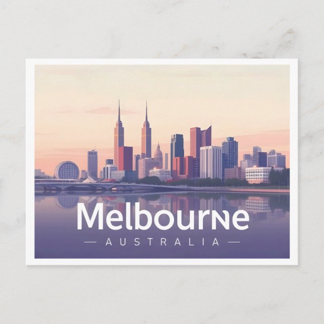 Carte Postale Melbourne Australie Pastel Travel Design (Devant)