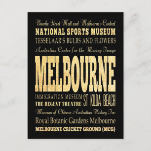 Carte Postale Melbourne City Australie Typographie Art