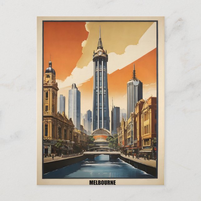 Carte Postale Melbourne poster vintage (Devant)