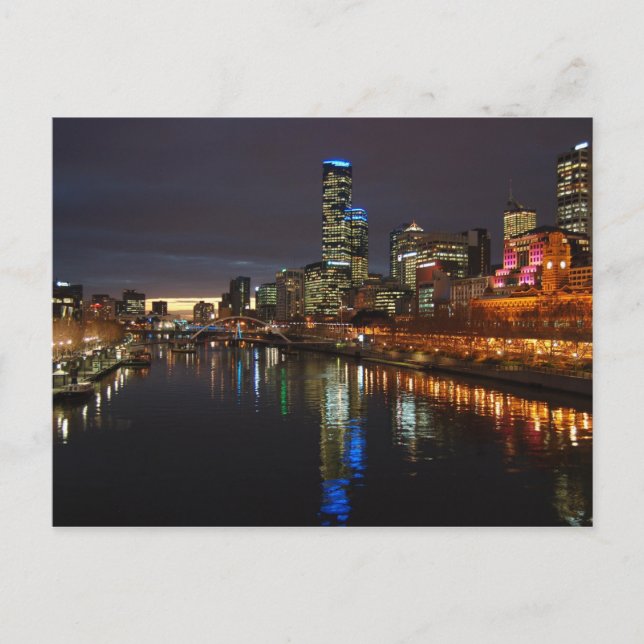 Carte Postale Melbourne Soirée Skyline (Devant)