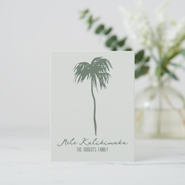 Carte Postale Mele Kalikimaka Elegant Palmier de Noël hawaïen (Debout devant)