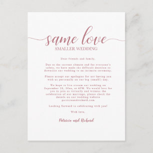 Carte Postale Même amour, mariage réduit en or rose
